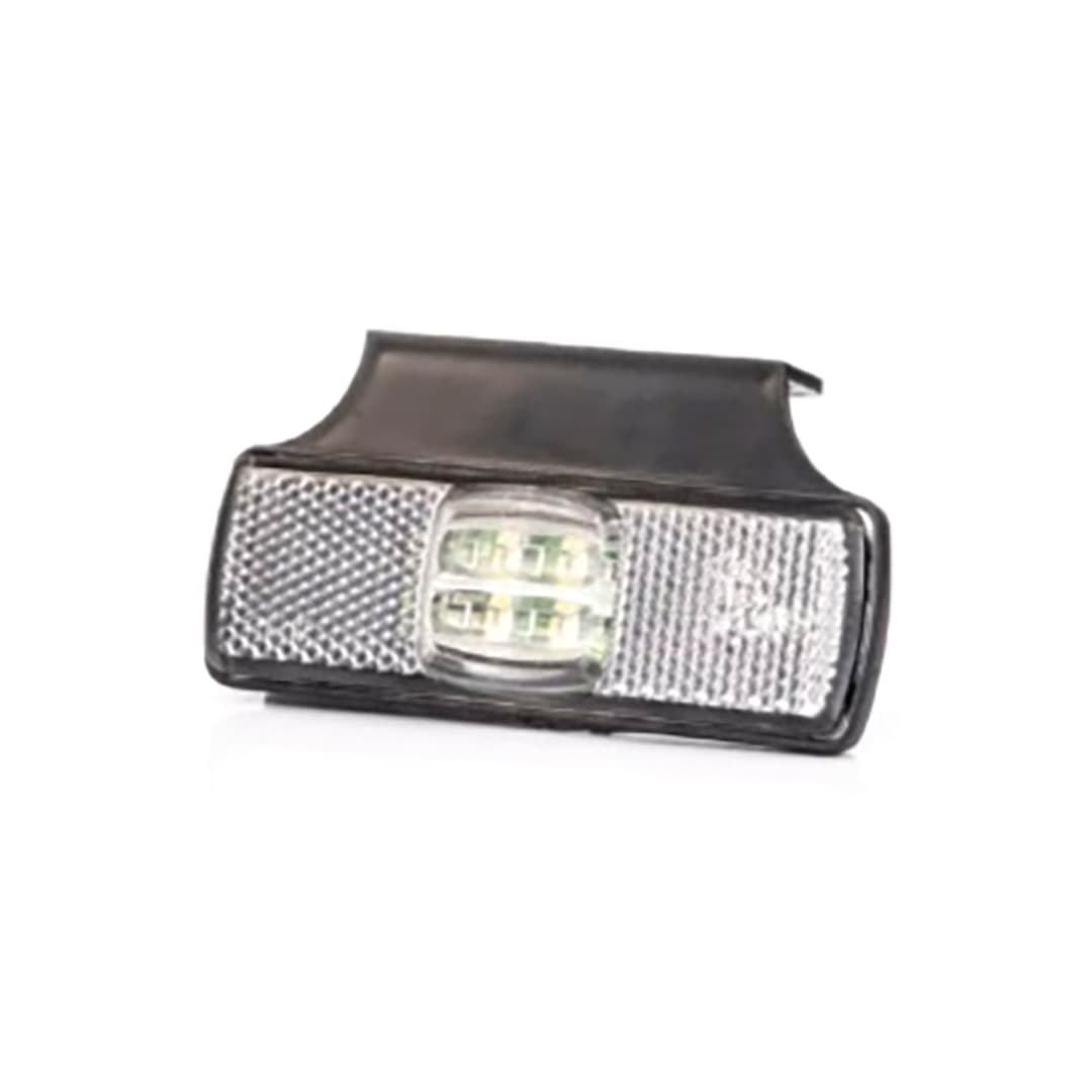 Markeringslys LED Fristom FT-017 B+K m/gummibrakett 90° - Hvit (12/36V)